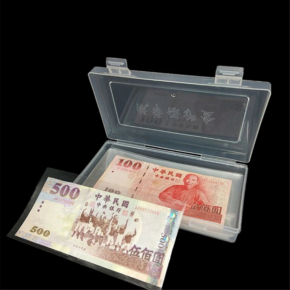 100 шт прозрачные ПВХ бумажные банкноты с коробкой бумажные монетные альбом монетные держатели денег