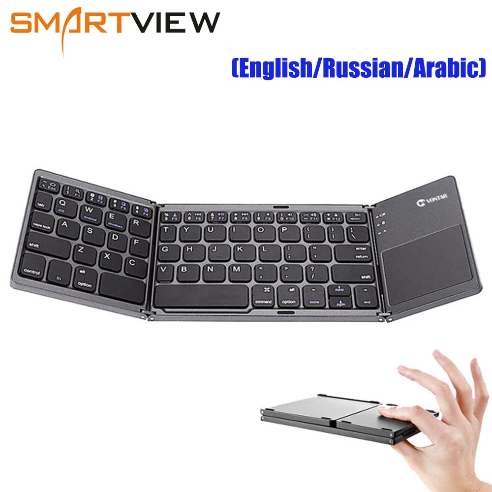 Портативный складной Bluetooth мини-клавиатура складная беспроводная Klavye тачпад русская En клавиатура для IOS/Android/Windows ipad планшет