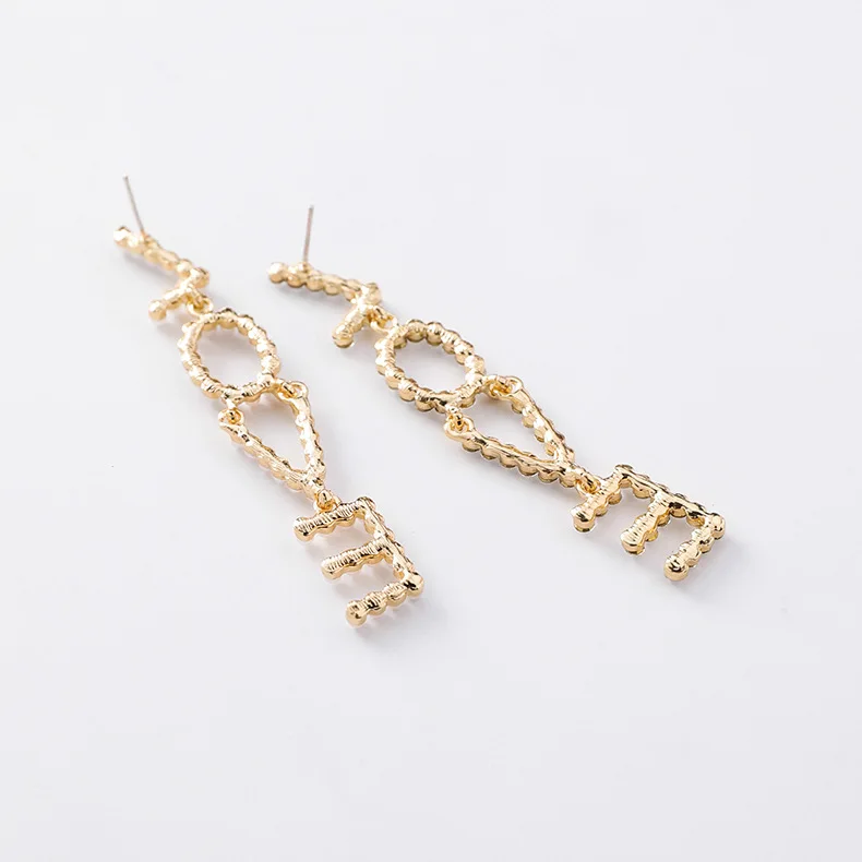 Latest Long Links Love Letter Alphabet Rhinestone Pearl Jewelry Earrings For Wedding