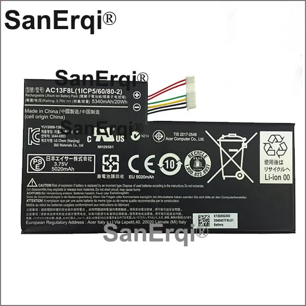 

1ICP5/60/80-2 AC13F8L Battery FOR Acer Iconia Tab A1-810 A1-811 W4-820 W4-820p 1CP5/60/80-2 AC13F3L LAptop Tablet PC Battery