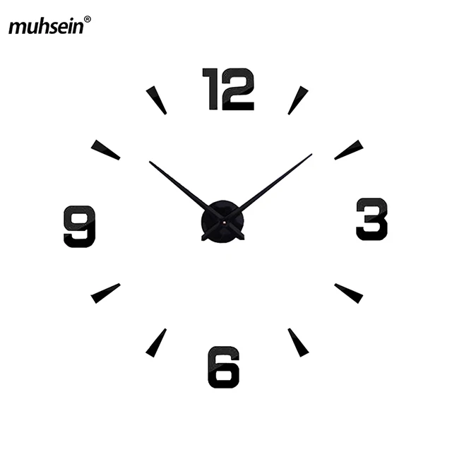 Набор sail новые настенные часы акриловые металлические зеркальные Большие персонализированные настенные часы 3D большие настенные часы - Цвет: black