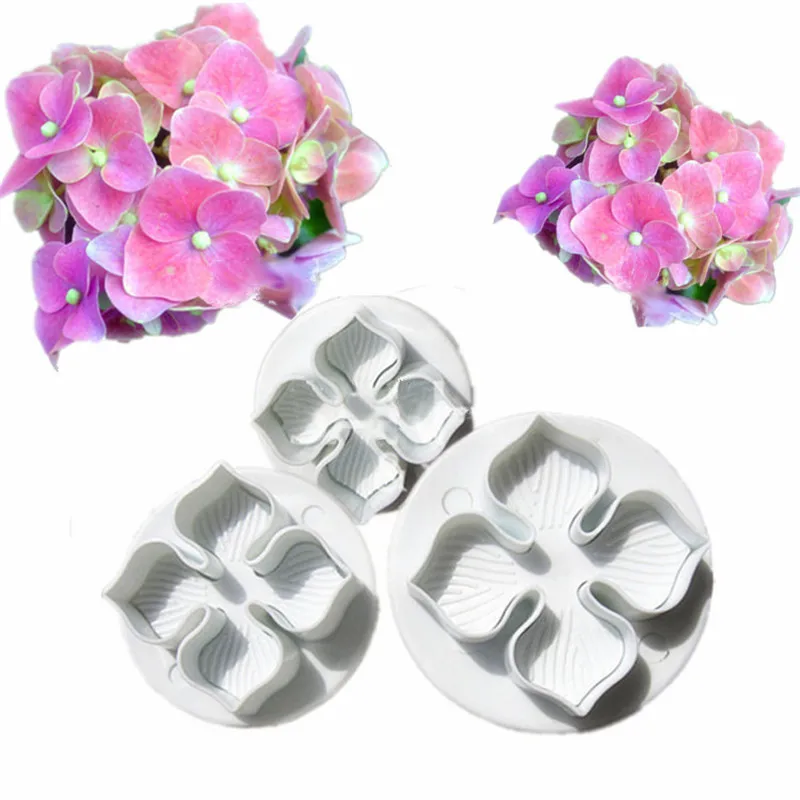 

4YANG 3Pcs/set Flower Cake Fondant Cookie Cutter Decorating Craft Paste Plunger Mold Cake Decorating Mold Pastry Tools