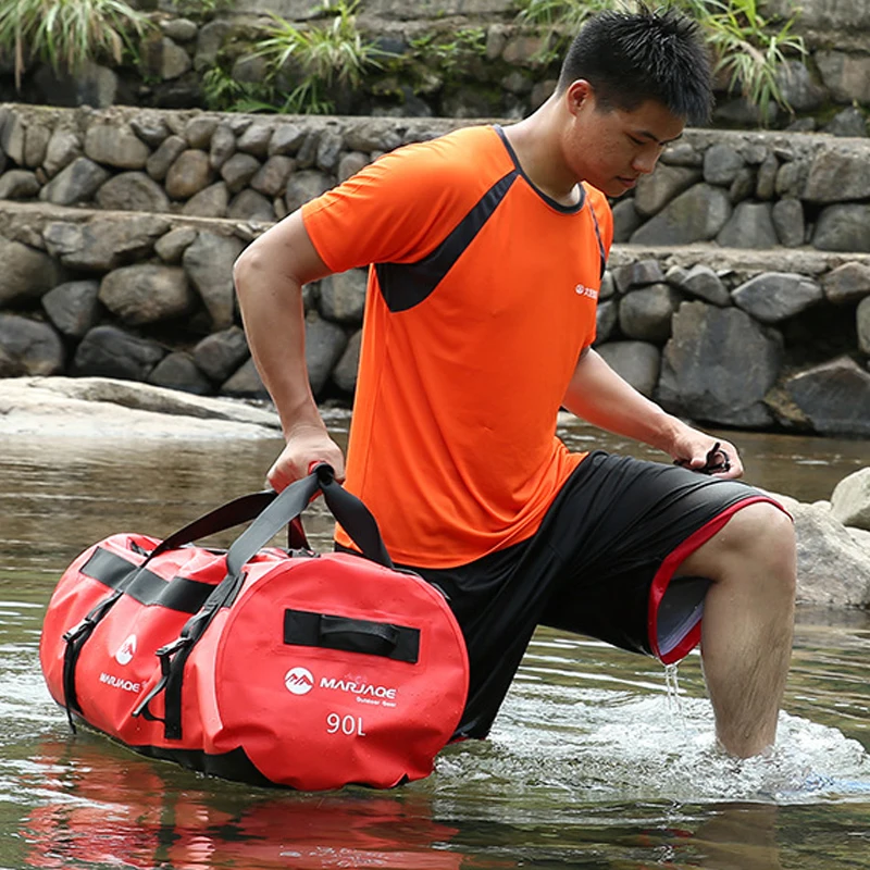 30/60/90L sac imperméable extérieur de PVC sac de stockage de sac sec pour le Rafting canoë canotage kayak rivière Trekking natation sac de voyage - 2