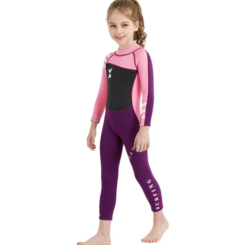 One-piece Girl Siamese warm swimsuit Neoprene Kids Diving Suit Wetsuit children for boys girls Keep Warm Long Sleeves UV protect