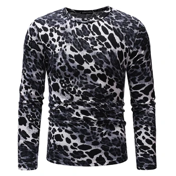 

Sexy Leopard Print T Shirt Men 2018 Brand New Slim Long Sleeve Tee Shirt Homme Casual Streetwear T-shirt Male Camisetas Hombre