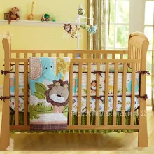 Промо-акция! 7 шт., вышитая львом детская колыбель набор постельных принадлежностей одеяло, бампер, простыня Занавеска(бампер+ одеяло+ покрывало+ юбка для кровати