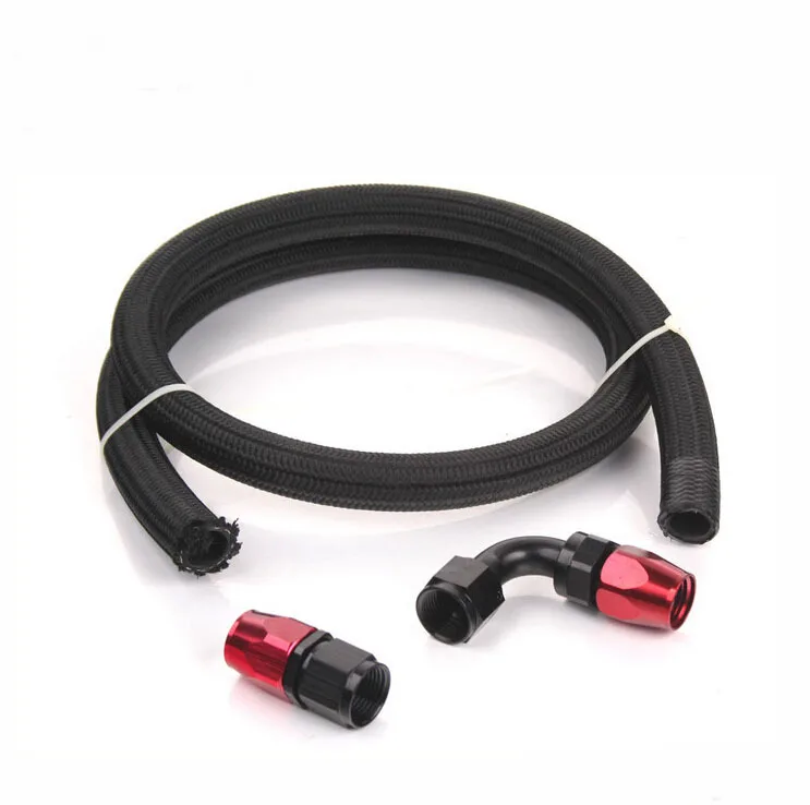 AN12 STAINLESS BRAIDED OIL/FUEL LINE HOSE 3 Foot +STRAIGHT+90 Degree