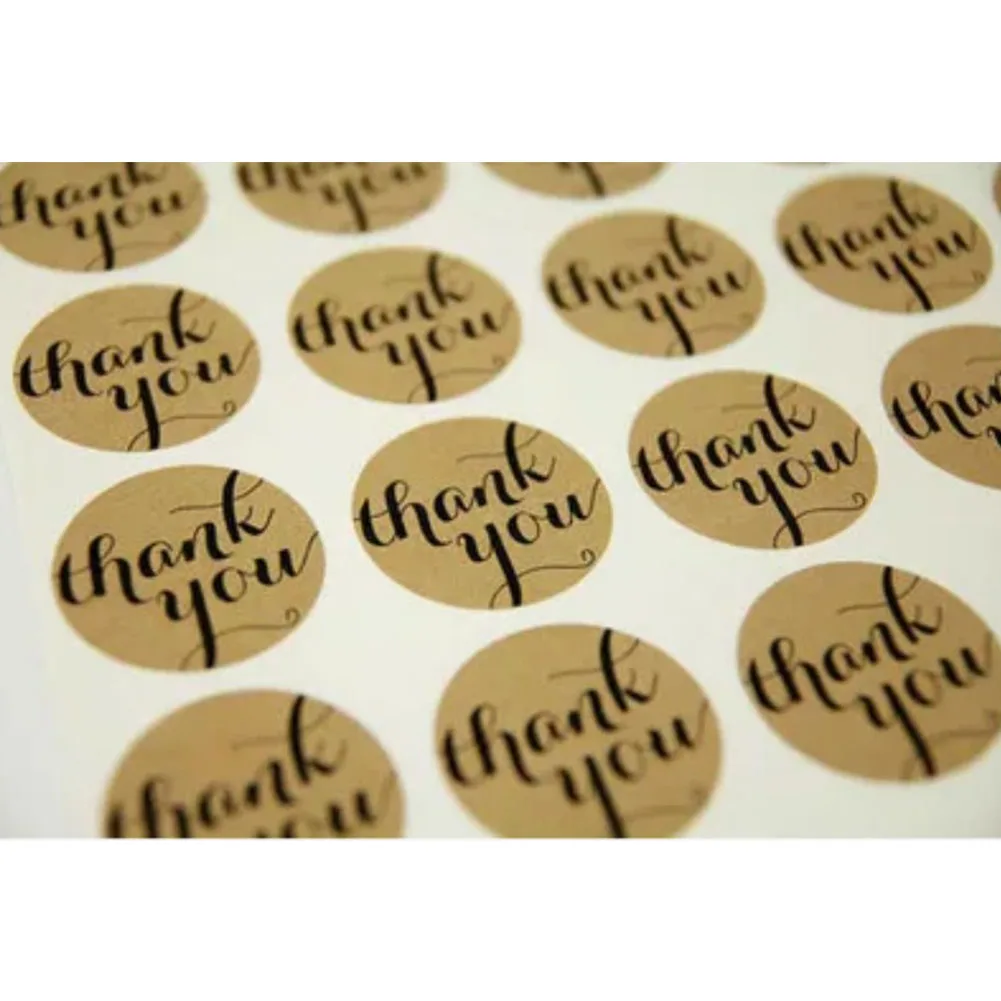 

120Pcs/set THANK YOU Circle Design Kraft Sticker Paper Labels Seal 3.8cm Gift Stickers Cooking Bread Coffee Kraft Paper Seals