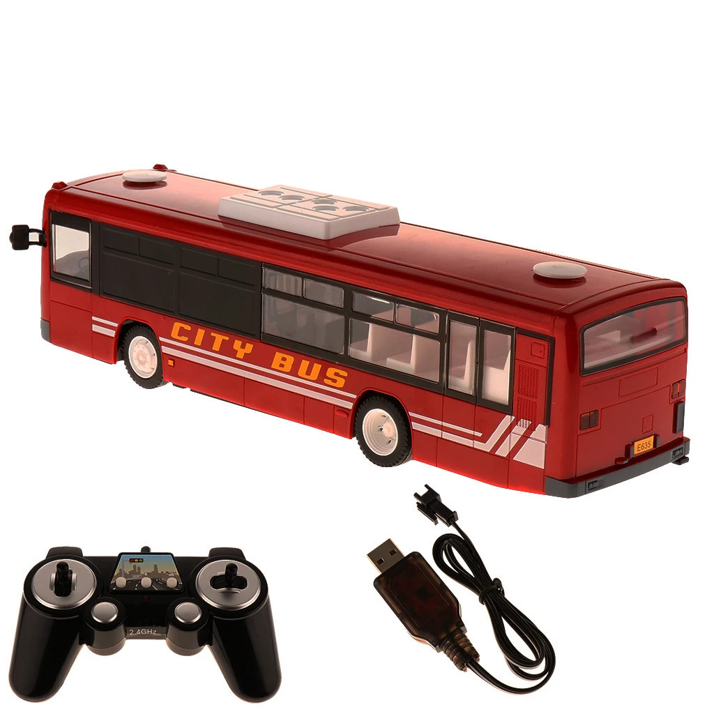 

1:12 Battery Powered Remote Control Bus with Light and Sounds for Kids Red