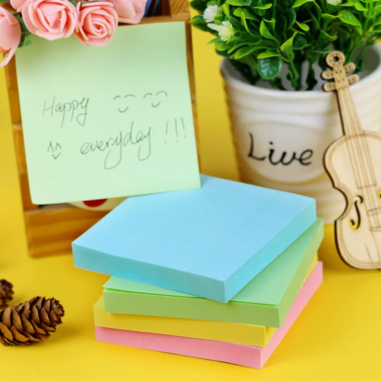 7.5cmX7.5cm Solid Color Memo Pads , 100 Sheets Office & School Sticky