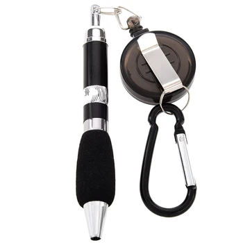 

10pack (Creative Black Retractable Badge Reel Ballpoint Pens Belt Clip & Carabiner Ballpen School Office Supplies Party favor