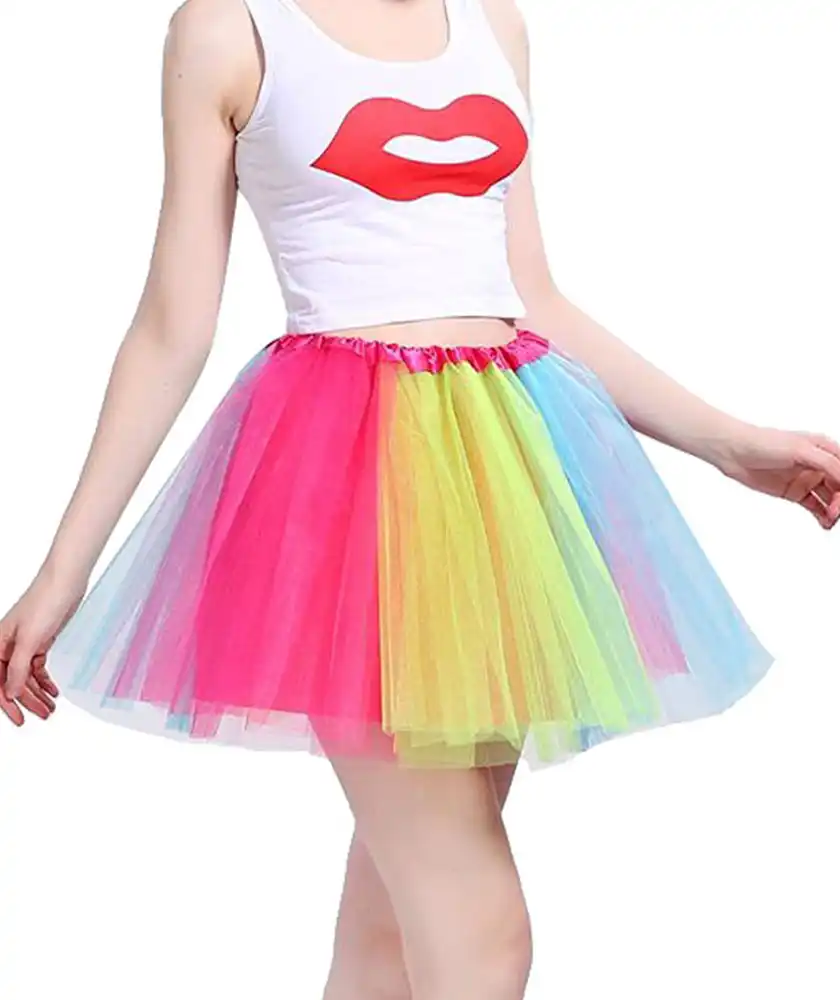Blanco Tutú de Organza Neo tamaño OS Rosa Claro Amarillo