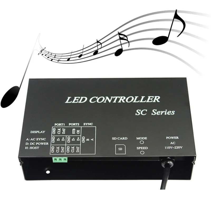 LED music controller,full color programmable,play effects with music,support DMX512,WS2812,etc.microphone&audio cable input