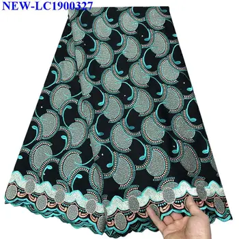 

2019 New arrival Embroidery lace fabric african swiss voile lace embroidered 100% cotton lace fabrics For Party Dress NHS00