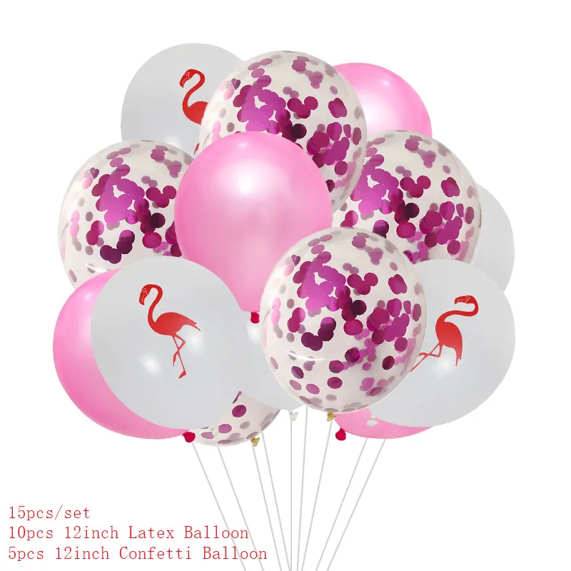 15 шт. 12 дюймов Фламинго вечерние принадлежности конфетти из фольги латексные шары Фламинго день рождения Гавайские летние тропические украшения - Цвет: Светло-серый