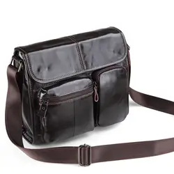 Натуральная кожа Для мужчин сумка Повседневное почтальон сумка ретро кожаный мужской портфель коричневый