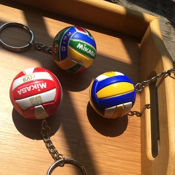 

150PCS/Lot 3.8cm Mini PVC Volleyball Keychain Sport Key Chain Car Ball Key Holder Ring Women Keyring Christmas Gift Wholesale