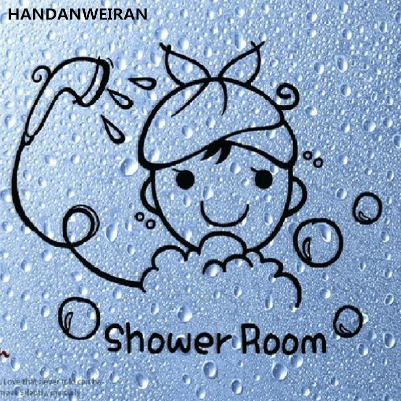 

Bathroom stickers cartoon wall sticker plastic removable toilet stickers brush teeth take shower stickers