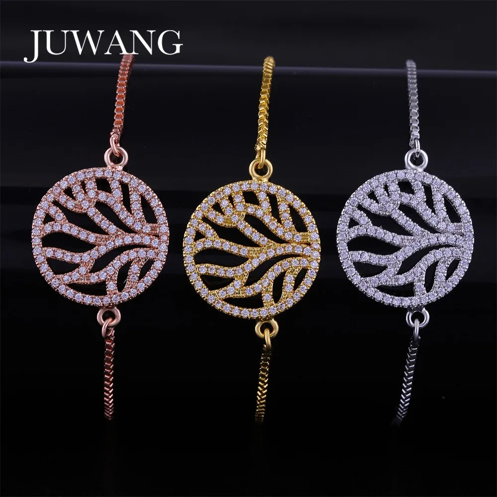 Женский браслет JUWANG Tree of Life из розового золота с регулируемой цепочкой ювелирное