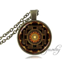 Fashion Buddhist Sri Yantra Pendant Necklace Sacred Geometry Sri Yantra Jewelry, Jewelry wholesale