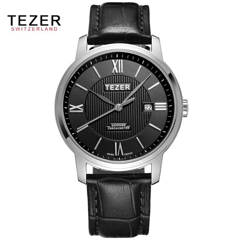 TEZER Brand Men Watches Men'S Quartz Date Clock Male Leather Sports Watch Casual Military Wrist Watch Relogio Masculino AB1961 fashion o t sea brand faux leather blue ray glass watch men military sports quartz wrist watches relogio masculino w045