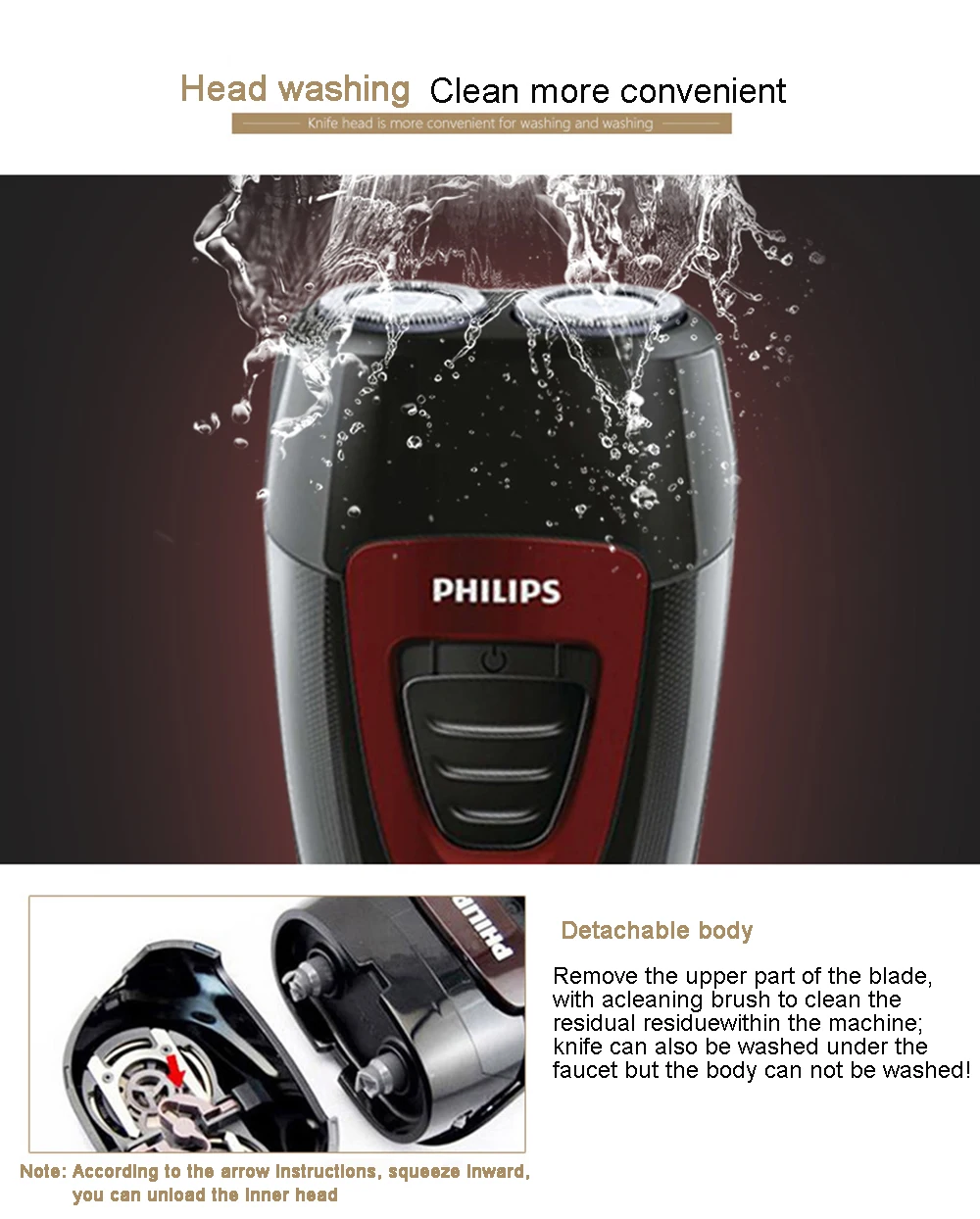 Philips электробритва PQ182 и PQ190 перезаряжаемая для мужчин двойная головка Philips бритвенный станок 220 В уход за лицом