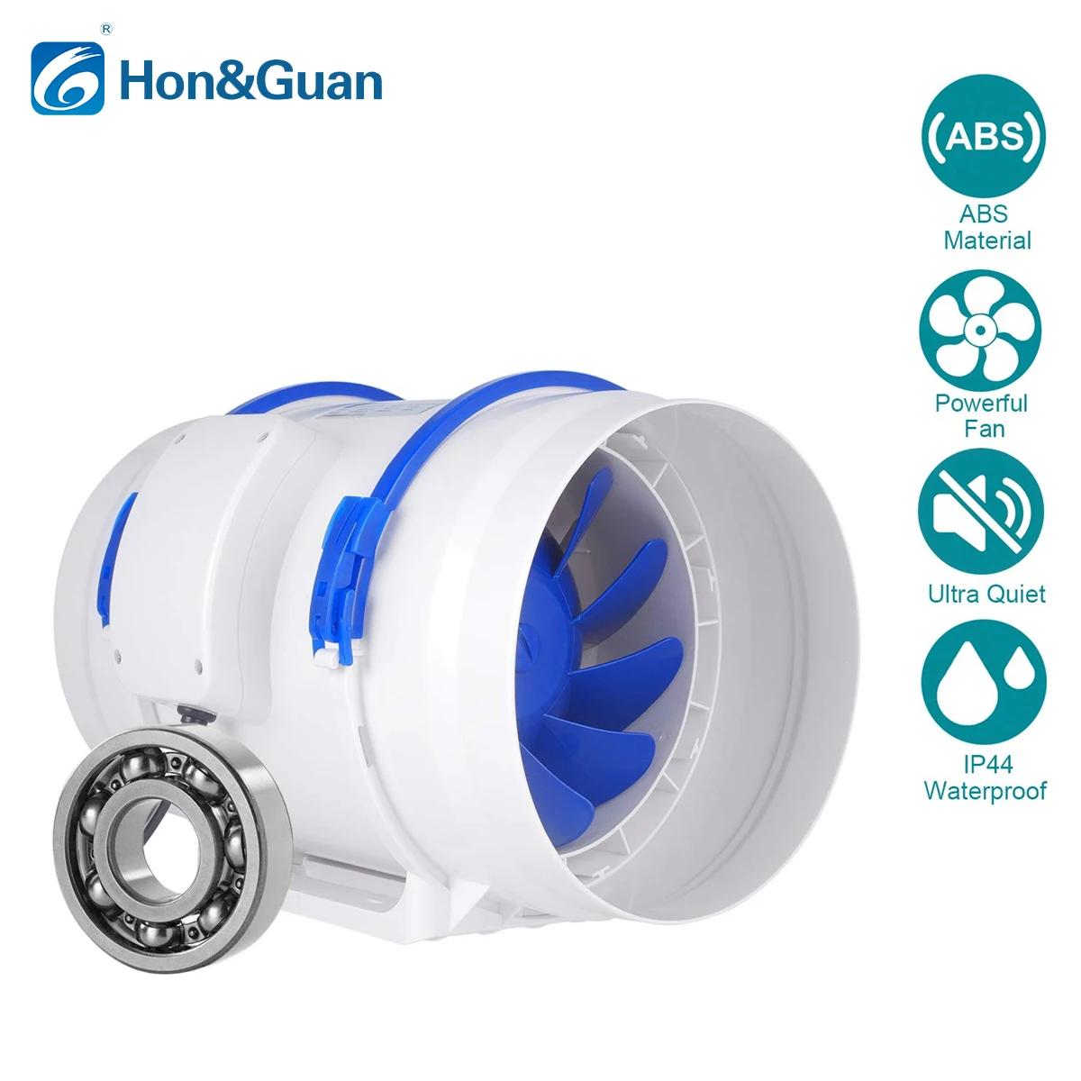 

Hon&Guan 110V Inline Fans, 8'' (ш200mm) Inline Duct Extractor Fan Max Airflow 800m3/h for Bathroom, Greenhouses, Hydroponics