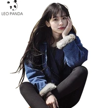 Новинка зимы, женское джинсовое пальто из овечьей шерсти, с отворотом, с длинным рукавом, теплое джинсовое пальто, верхняя одежда, утолщенная, с хлопковой подкладкой, джинсовая куртка LCY200