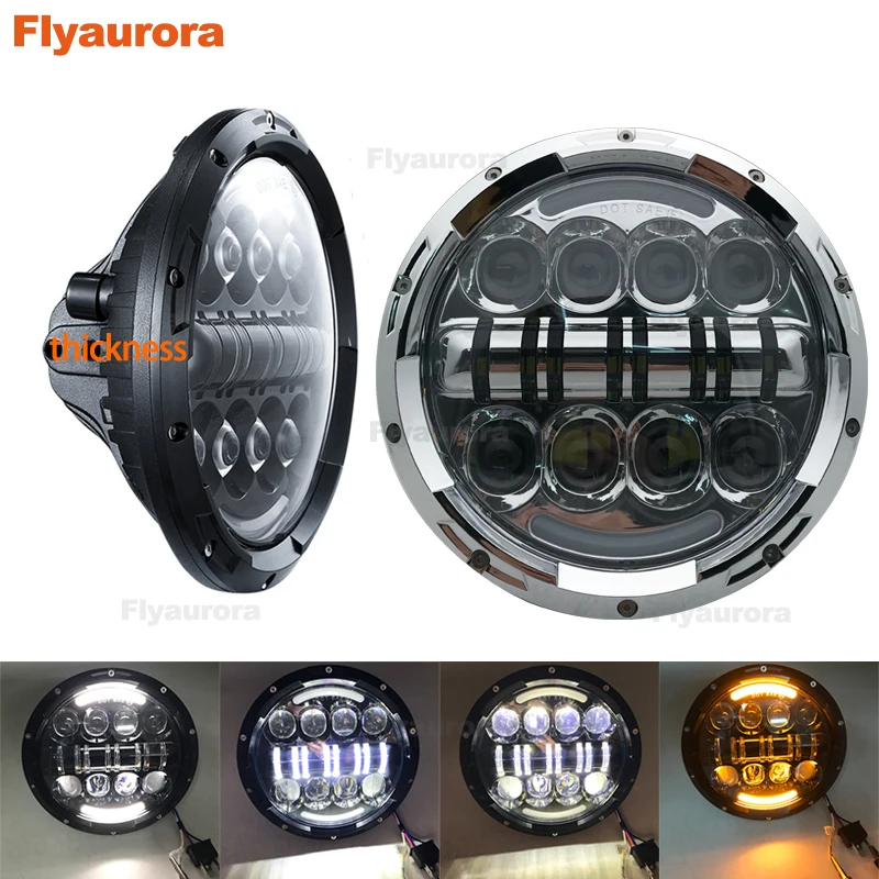 

For Jeep Wrangler JK TJ 2pcs 7 Inch 80w White DRL Hi/lo Beam LED Round Headlight Offroad Car Lamp For toyota Land Cruiser