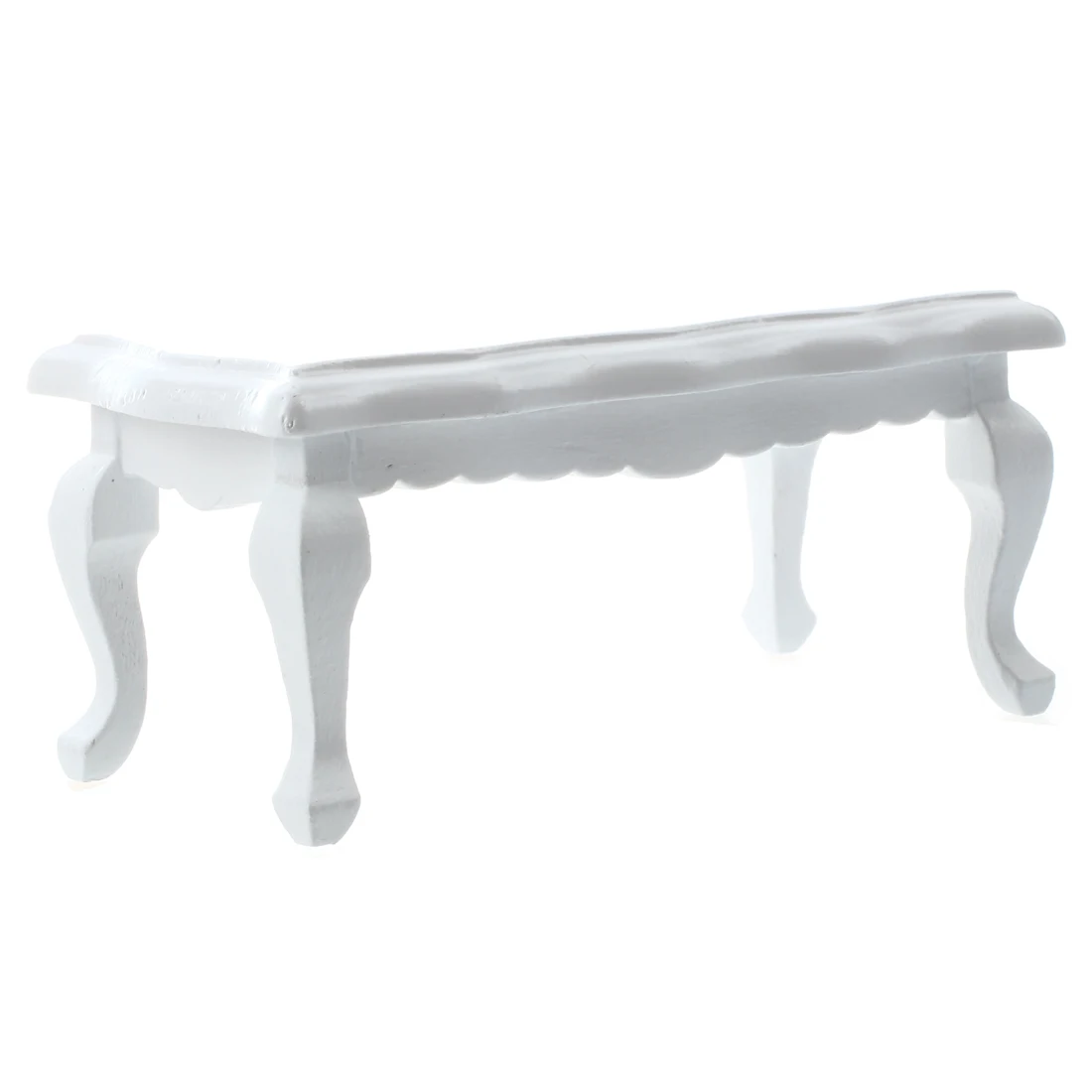 1/12 Dollhouse Miniature Furniture Wave-Edged Wooden Coffe/End Table - White