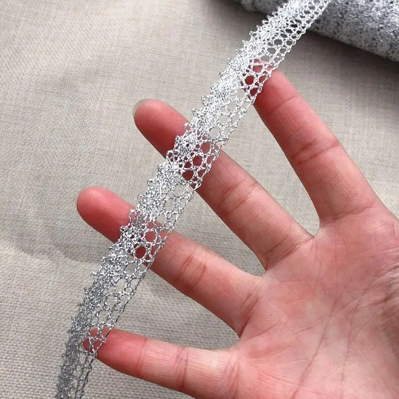 

10 Meters Lace Vintage Decoration Dance Stage Silver Lace Ribbon Braid Embroidery Gold Lace Trim 1.5cm