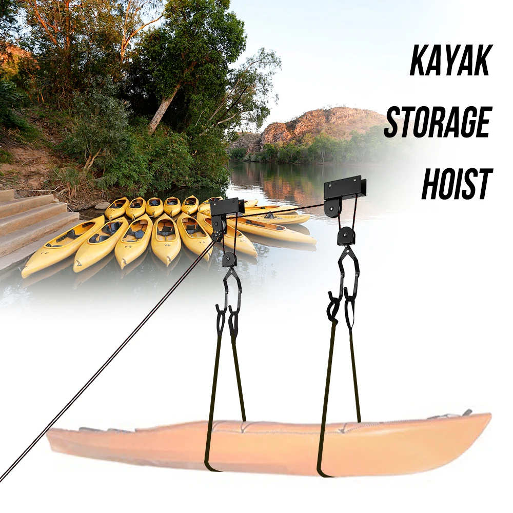 

Powder Coated Steel Canoe Boat Kayak Hoist Pulley System Lift Ladder Lift 125 lb Capacity Bike Lift Garage Hoist Boat tools
