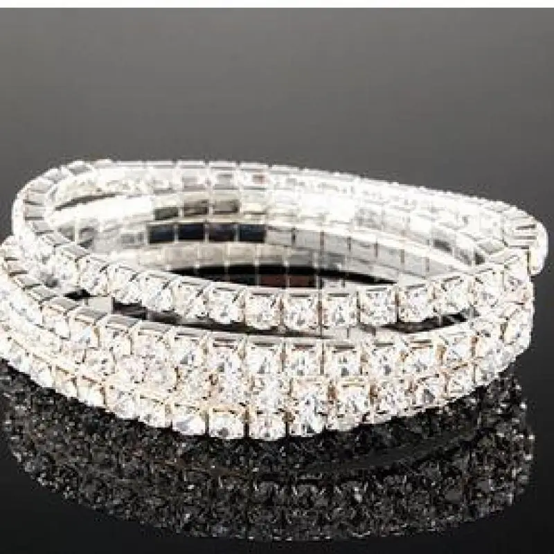 

925 Stering Silver Plated Slim Cluster Prong Setting CZ Tennis Link Chain Thin Bracelet Bangle Fashion Women Girls Jewelry