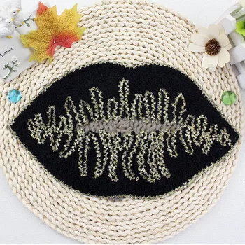 

Sexy Lip parche metallic rope Patches For Clothes Embroidered Sew On Patch Clothing Accessories Motif Applique Badge