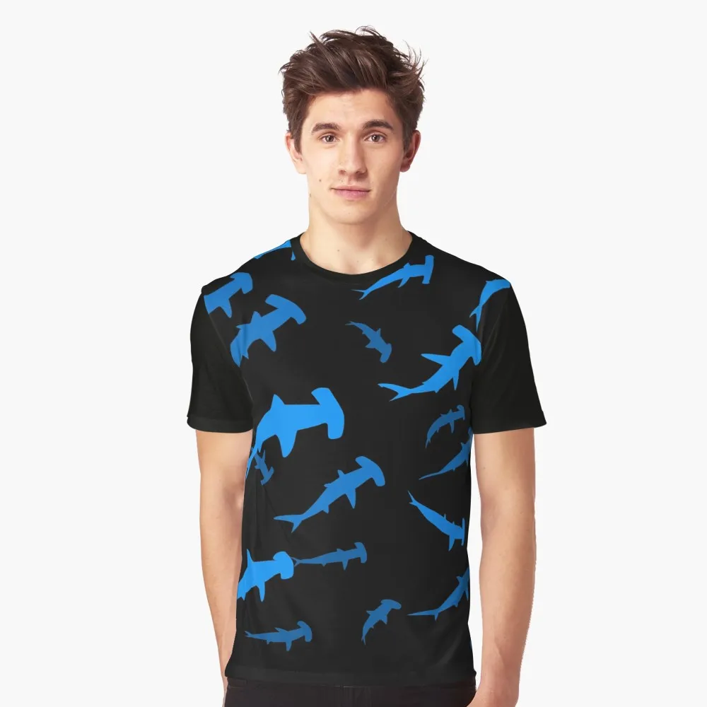

Hammerhead Shark By Albertocubatas Sublimation Printed Perch Fishing Hobby Harajuku Hip Hop T Shirt