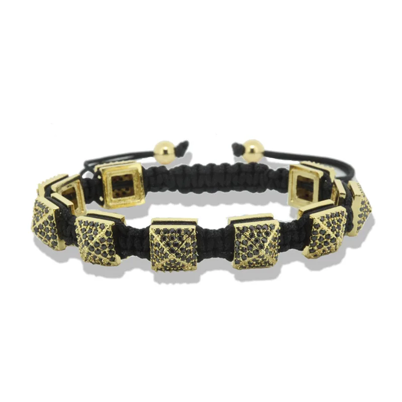 

1pcs Anil Arjandas Square Core beads Micro Inlay Paved Rhinstones Men Macrame Bracelet Charm Women Braiding Macrame Bracelet
