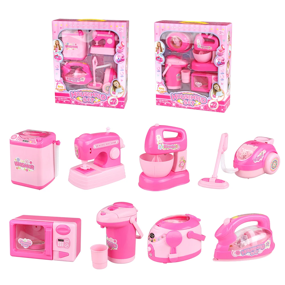 

8pcs Cleaner Cooker Educational Kitchen Toys Children Pretend Play Washing Machine Toy Play Kitchen Set for Kids Dollhouse
