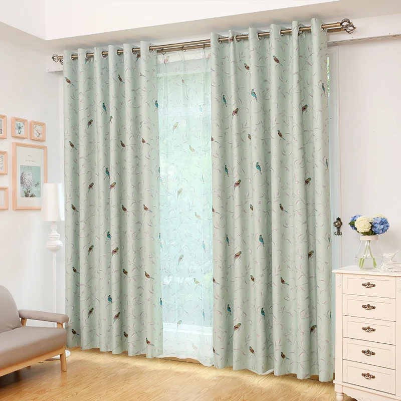 

Traditional Turquoise Birds Thermal Insulated Blackout Curtain for Living Room Bedroom Children Room Princess Baby Room, 1 Panel