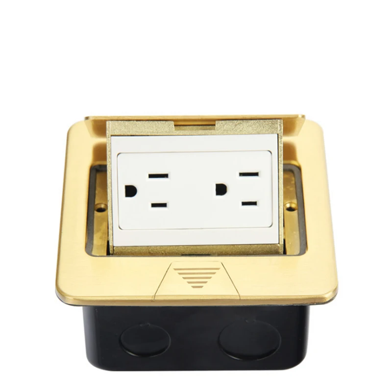 

Factory direct sale / square / square ultra-thin pop up ground socket copper alloy two standard American socket DC-040
