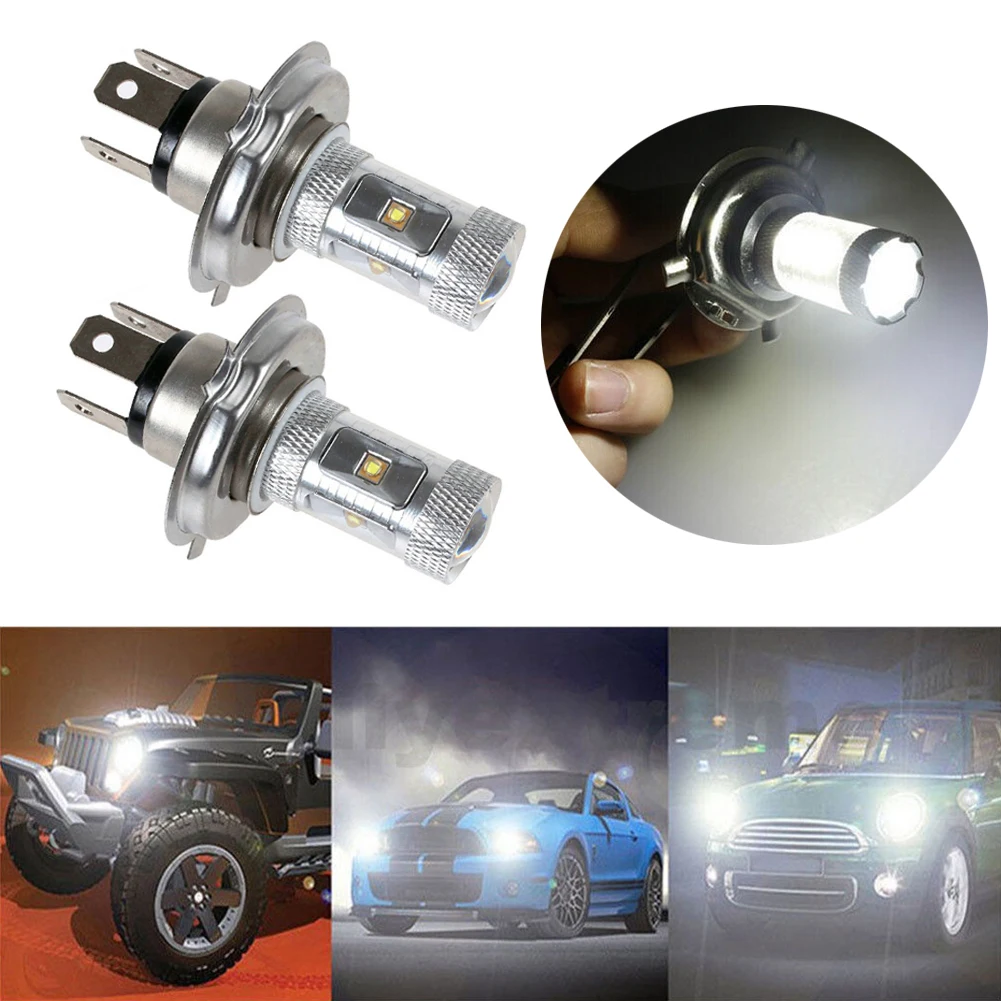 

2/4/8Pcs H4 LED Lamps Fog DRL Driving Car Head Light White Shockproof High/Low Beam 6Leds