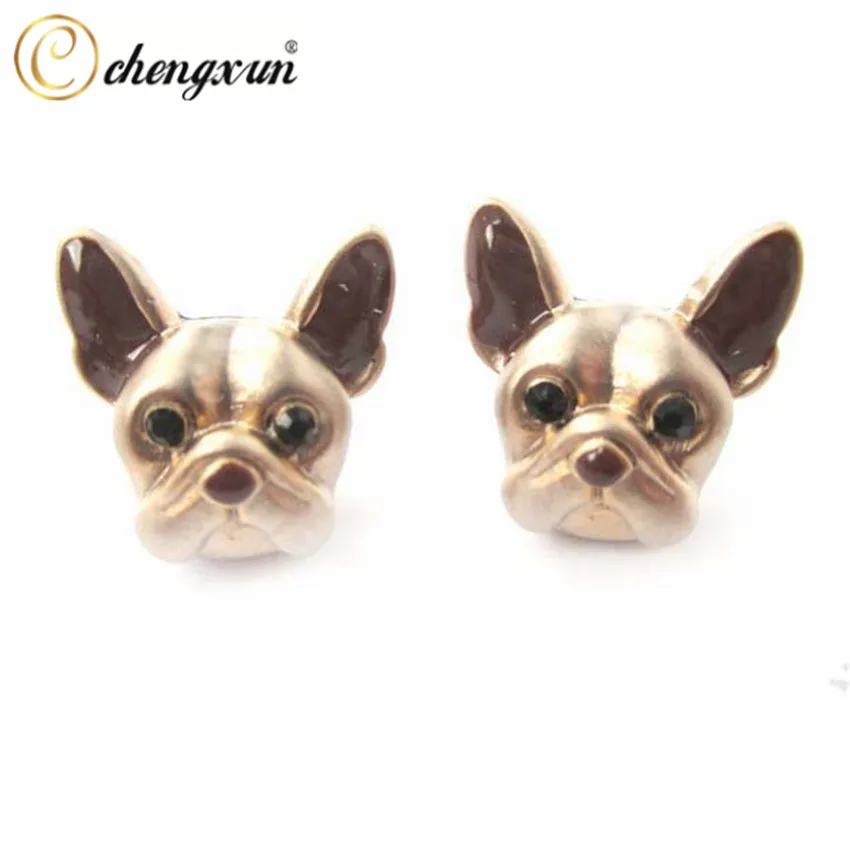 CHENGXUN Модные женские Симпатичные серьги-гвоздики щенок собака/Байкер серьги с бульдогами Симпатичные ювелирные изделия подарок для девочек подростков