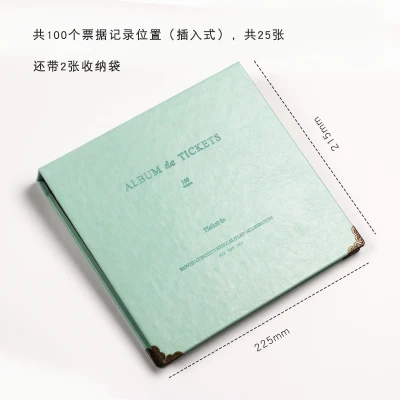 Горячая Качество альбомная коллекция деньги билета штамп сбор альбомов путешествия записная книжка - Цвет: Mint Green