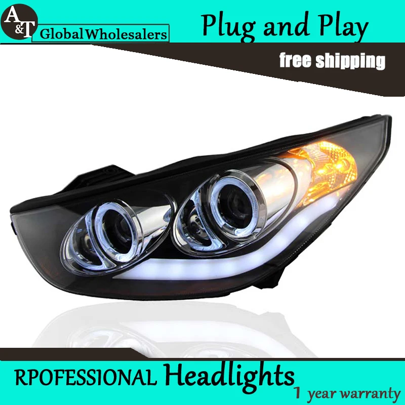 Car Styling for Angel Eye LED Headlight assembly Hyundai IX35