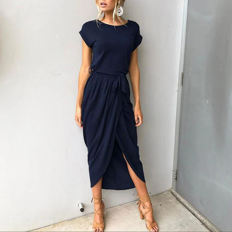 

Party Dress Women Summer Long Maxi Dress Casual Slim Elegant Plus Size Dress Bodycon Female Beach Solid color Dresses Women 3xl
