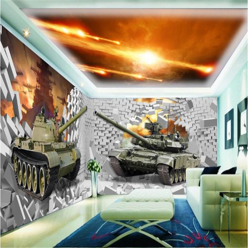 

beibehang Stereo War Tank papel de parede 3D photo wallpaper for walls 3 living room mural wall paper papier peint enthusiasts