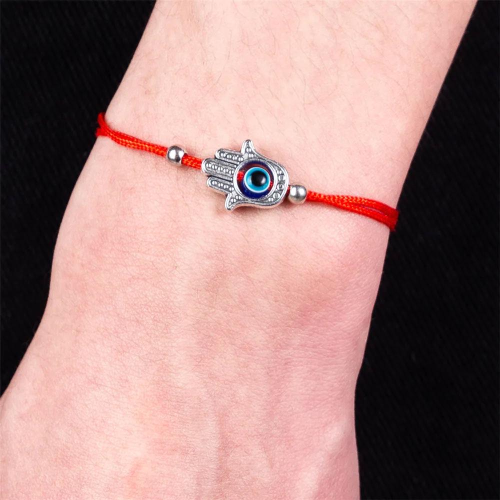 

Handmade Red String Hamsa Hand Turkish Evil Eye Charm Bracelet Lucky Bracelet For Women Men Child red thread amulet jewelry