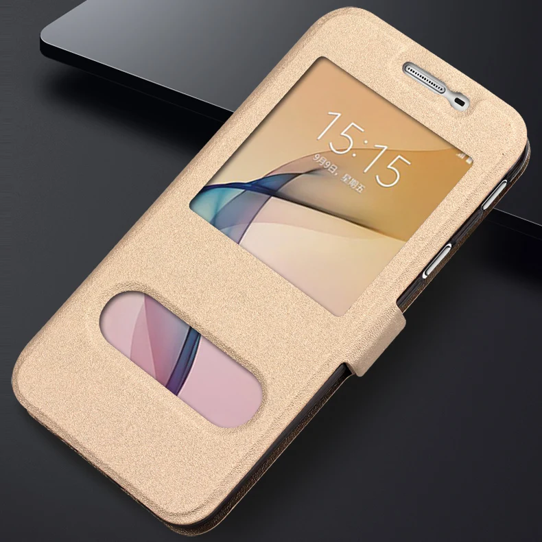 Luxury Smart Front Window View Leather Filp Cover Case for Samsung Galaxy A3 A5 A7 J1 J3 J5 J7 S8 Plus S7 S6 Edge S5