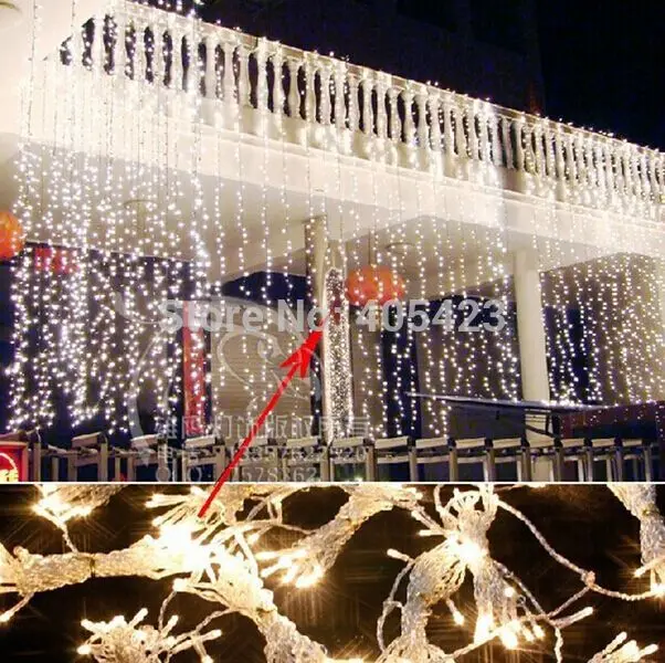Свадебный фон, гирлянда, светильник для занавесок, 6*3 м, высота, белый, 600 светодиодный, водопад, Рождество, наружное украшение, капает, сосулька, светильник s