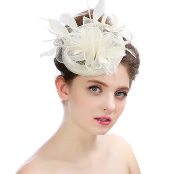 

Women Fedoras Hat European American Palace Bride Fedora Cap Ladies Elegant Wedding Banquet Head Accessories Fascinator H7107