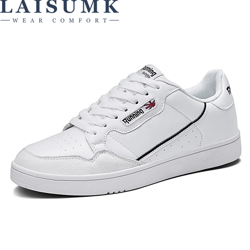 

LAISUMK Mens Casual Shoes Fashion High Quality Lace Up Flats Sneakers Men Breathable Shoes Wear-resistant Comfortable Round Toe